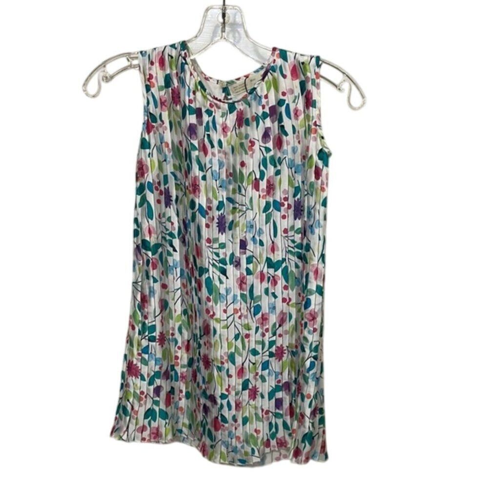 Zara Girls Floral Pleated Shift Dress Size 8 Sleeveless Easter White Pink - Picture 1 of 10